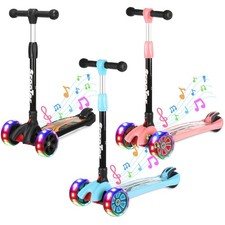 Kinderroller Scooter Dreiradscooter Cityroller mit LED Räder Kickboard Big Wheel