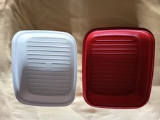 Dose Tupper groß eckig beige orange retro vintage Brotdose Bäckermeister