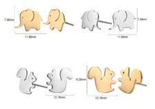 Tiny-Ohrringe Mini-Stecker Ohrstecker Elefant Eichhörnchen Geschenk