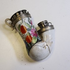 Frühe Porzellankopfpfeife Silber Montierung, 17. / 18. Jhd., 8,5 cm     D7