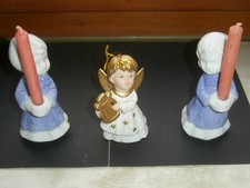 2 Kerzenkinder & Engel aus Porzellan - Kerzenständer Weihnachten