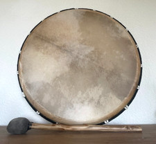 Deko: Terre Rahmentrommel Ziege rund 50cm mit Schlägel Schnurbespannung