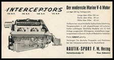 Werbung 1956 INTERCEPTORS Der modernste Marine V-8 Motor Nautik-Sport Thun