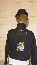 jeansjacke damen 46/48 schwarz Denim mit aufwendiger Stickerei Rücken