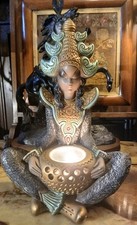 Vintage Retro 50er Jahre Kreidegeschirr Gips Tretchikoff Thai Dame Lampe Figur Statue