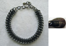 SILBERNES COLLIER - NECKLACE - BLACK DIAMOND - S.T.A.M.P.S. - WIE NEU - 46 cm