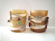 Windlichter - 2 Stück - Herbst - braun - Glas - Igel - Eichel - Apfel