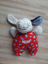 Sigikid Hund Fips Klassiker Frottee rot blau Stofftier schwarzes Ohr kariert RAR