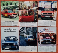 6 Werbeanzeigen vom VW Golf 1   -   aus Zeitschriften entnommen