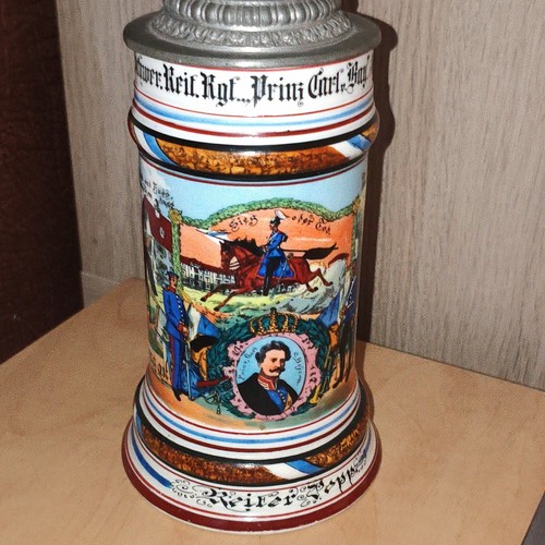 Bierkrug mit zinndeckel - bierkrug,
