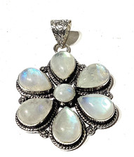 REGENBOGEN MONDSTEIN EDELSTEIN SCHMUCK ANHÄNGER HANDGEFRTIGT 925 Sterlingsilber