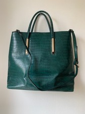 Hallhuber - superedler Shopper/Tote Bag Smaragdgrün Kroko-Optik - NEU