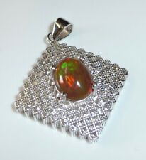 Anhänger 925 Silber äthiopischer Opal Cabochon Schliff  ca. 2,5 ct und Zirkonia