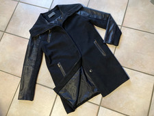 ESPRIT TRAUM-WOLL-LONG-JACKE Gr. 38 LEDER-OPTIK-BESATZ SCHWARZ KNÖPFE TASCHEN