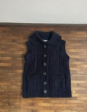 Käthe Kruse Strickweste Gr. 140 Marineblau Wolle Retro-Look Strickjacke Cardigan