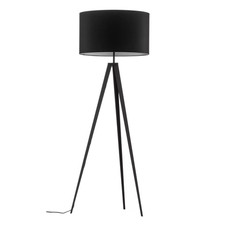 Stehleuchte Tago, Dreibein Schirm schwarz/silber Stehlampe Lampe Leselampe E27