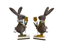 Boltze | 2 x Dekofigur Osterhase | Holz Filz | Ostern Hase Deko Figur | NEU