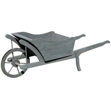 Dekoschubkarre Grau Pflanzschubkarre Holzschubkarre Blumenkarre Pflanztrog 🌼