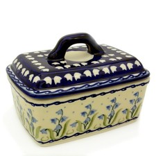Bunzlauer Keramik Butter-Kästchen - Dekor Campanula Blau - II Wahl