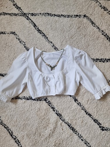 Dirndlbluse weiß kurzarm - weiß,