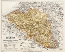 Belgien Luxemburg Original Stahlstich Landkarte Ravenstein 1869