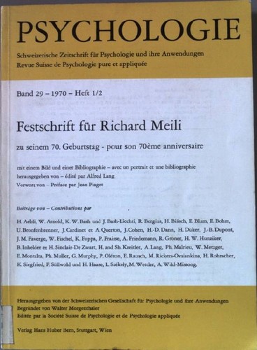 Festschrift für richard - richard, meili