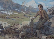 Mädchen mit Schafen im