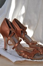 Tanzschuhe Damen Latein Aida Dance- 23,5 cm - Absatz 3 ( 8cm) Slim, Tan Satin