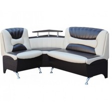 Polster Eckbank Truhen Sitzbank Arabika Schwarz Weiß Kunstleder Ablage Stauraum