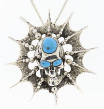 Sterlingsilber 925er Anhänger Skull Pirat Totenkopf mit Türkis Steine #L001