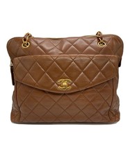 CHANEL Matelasse Schultertasche braun gold Leder Kette CC Mark...