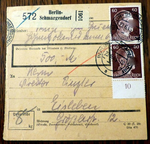 Karte paketkarte 572 berlin - 572,