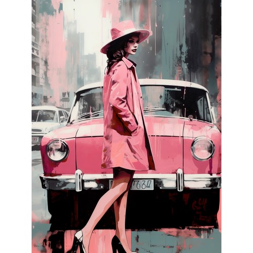 Frau und oldtimer retro - frau,