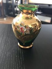 Murano Grünglas 24K Gold vergoldete Overlay Vase Italien,