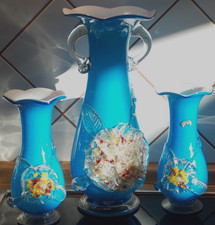 antik Murano Vasen Trio blau