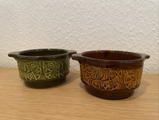 Waku Germany Suppenschale braun gelb Grün Midcentury vintage Keramik Schale 2 St