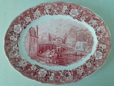 PALISSY POTTERY Servierplatte Vintage Rot Thames River Szenen Porzellan