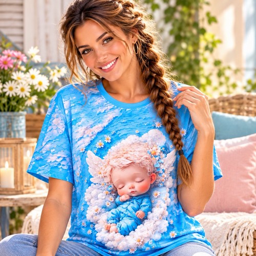 Damen shirt engel baby - t-shirt, xl