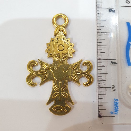 Goldfarbenes kreuz florale - goldfarbenes,