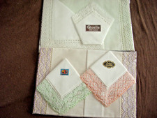 6 Taschentücher, Damentaschentücher m. Spitze 2x 3 Stück, neu in OVP