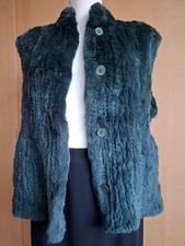 Kaninchen Weste Gr. 42-44 Neu Dunkelgrün Strickweste Gr. L Echt Fell Pelz