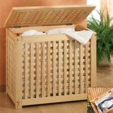 Holz Wäschetruhe, Wäschetonne  Holztruhe mit Leinensack