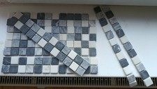 6x Bordüre Mosaik Fliesen Marmor Grau Weiß Lightstone Mosaiksteine je ca. 2,25² 