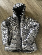 Damen Steppjacke mit Kapuze - Farbe Silber, Größe 38  / 40