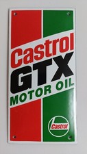 Castrol GTX MOTOR OIL Garage Emailschild MAKELLOS Tür Schild 10x20cm Emaille