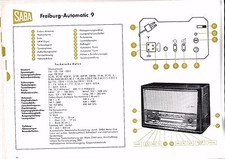 Service Manual-Anleitung für Saba Freiburg Automatic 9  Baujahr 1958/59