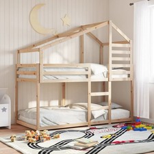 Etagenbett mit Dach Kinderbett Hochbett Hausbett Bett Massivholz Kiefer vidaXL
