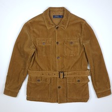 Polo Ralph Lauren Cordjacke mit Gürtel Large Herren Cordmantel hellbraun Utility Jagd