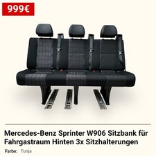 Mercedes Sprinter W906 Sitzbank für Fahrgastraum Hinten 165cm 3x Sitzhalterungen