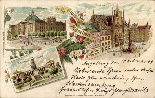 Litho münchen justizpalast - münchen,,